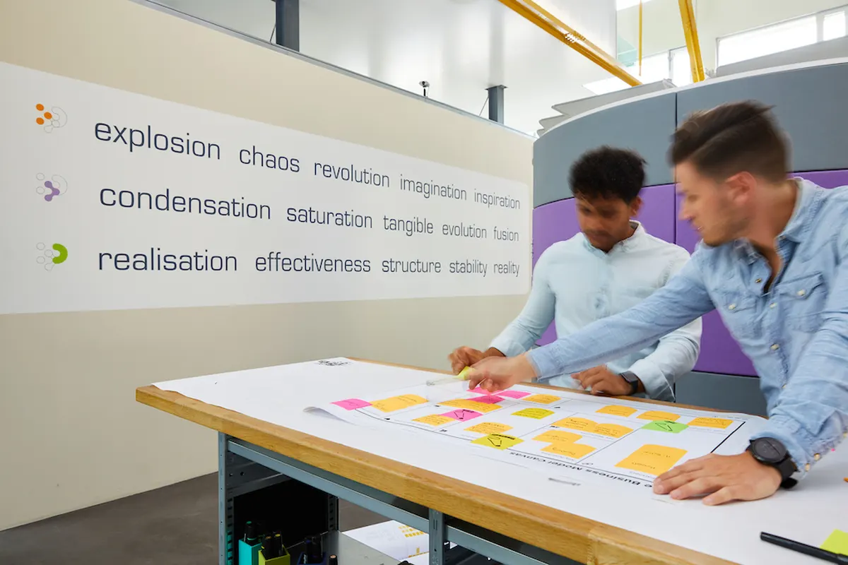 Two men work through the new business development process