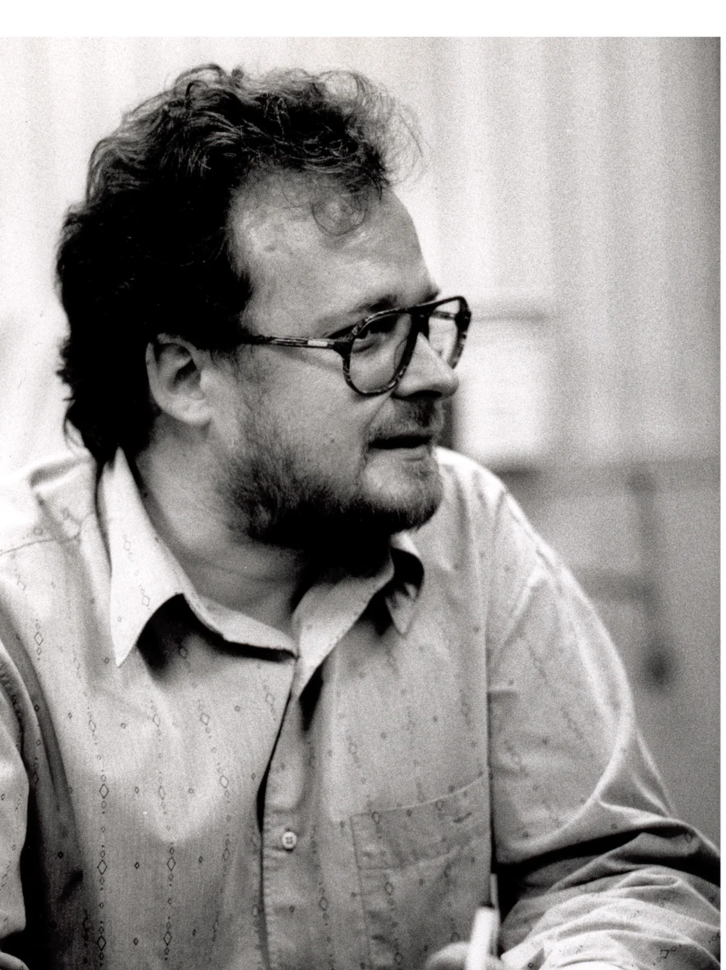 Elmar Mock in the Createc years, beside the original Createc wordmark