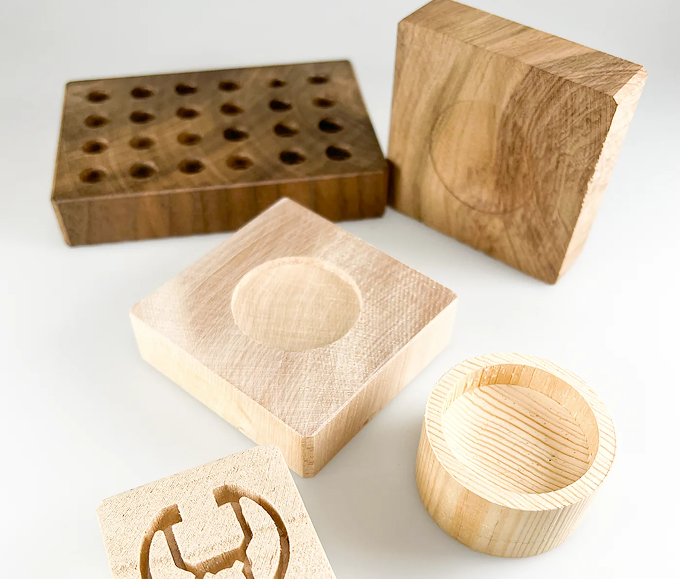 Solid wood pressed into cavities and protrusions