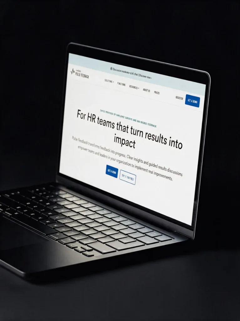Pulse Feedback on a laptop - digital employee surveys for HR teams